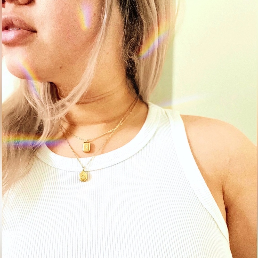 14k gold pendant diamond symbol 💎 chain necklace